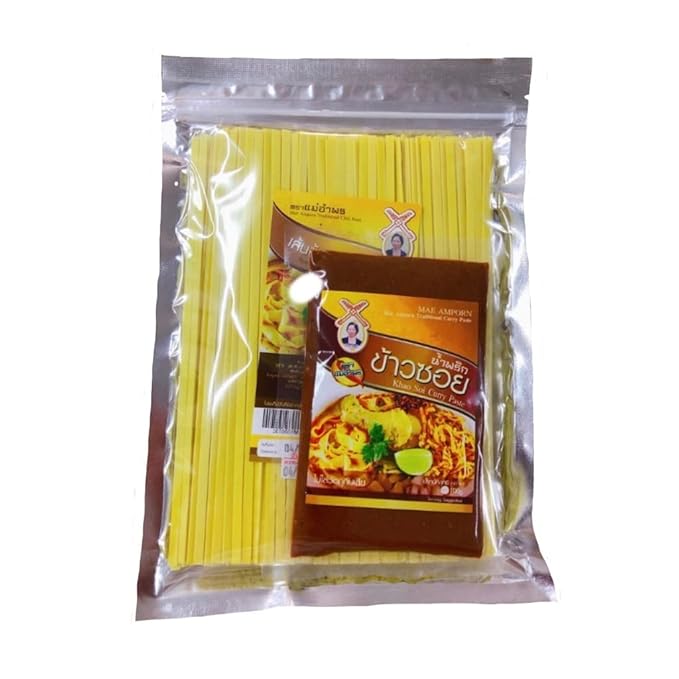 Mae Amporn Brand Khao Soi Cooking Set Khao Soi Curry Paste 100g + Khao Soi Dried Noodle 300g