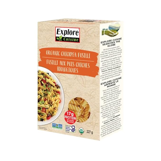 Explore Cuisine Organic Chickpea Fusilli Pasta Non GMO 8 Ounces (Pack Of 6)