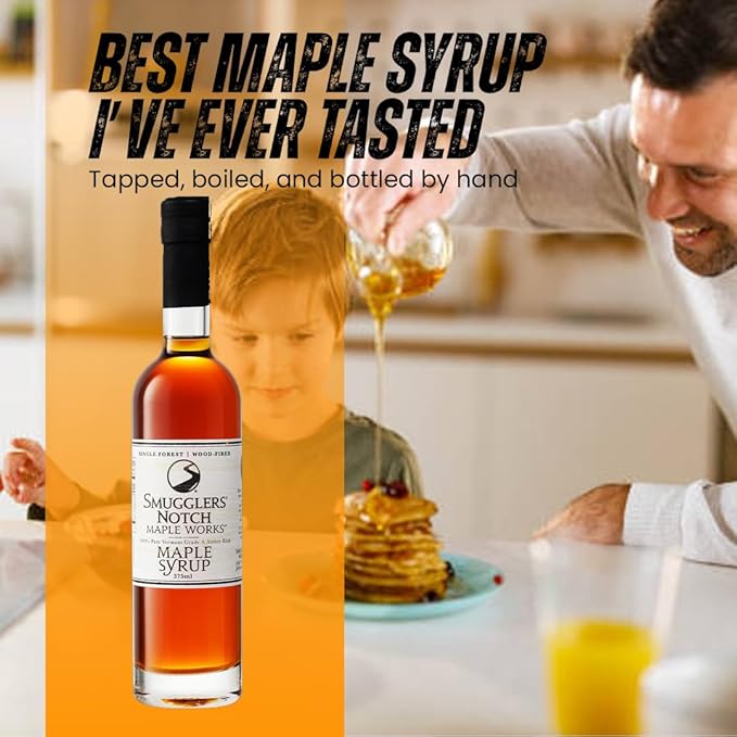 Smugglers’ Notch Maple Works – Single Forest Wood Fired – 100% Pure Vermont Maple Syrup – Natural Sweetener &amp Gluten Free – Rich Taste – Waffles and Pancakes Cocktails Marinades 12.68 Fl Oz. (3