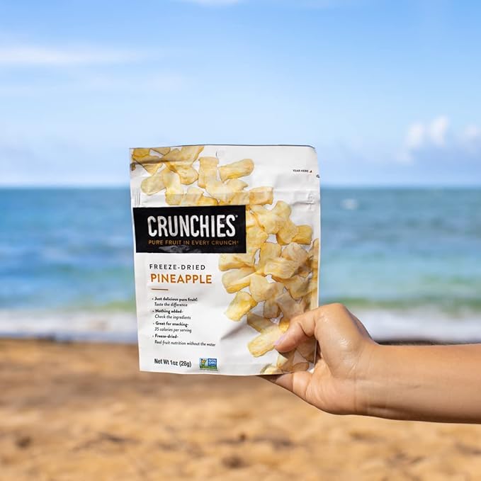 Crunchies Freeze-Dried Fruits 100% All Natural Crispy Fruit Non GMO and Kosher Resealable Freeze Dried Fruit Snack Packs Pack of 6 (Pineapple)