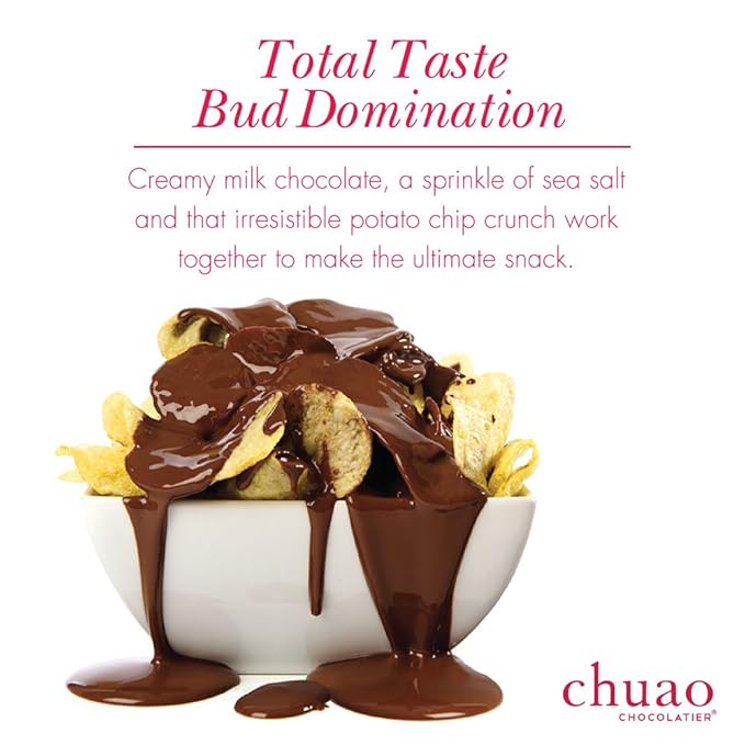 Chuao Chocolatier Potato Chip Milk Chocolate Mini Bars | Gourmet No Preservatives | For Gift Baskets Christmas Birthday Thank You Care Package | 24 Pack 0.39 oz Each