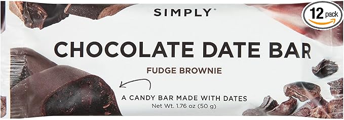 Simply Chocolate Date Bars Triple Cacao Fair Trade Vegan Friendly Kosher Gluten Free &amp Non-GMO 1.76 Ounce (Pack of 12)