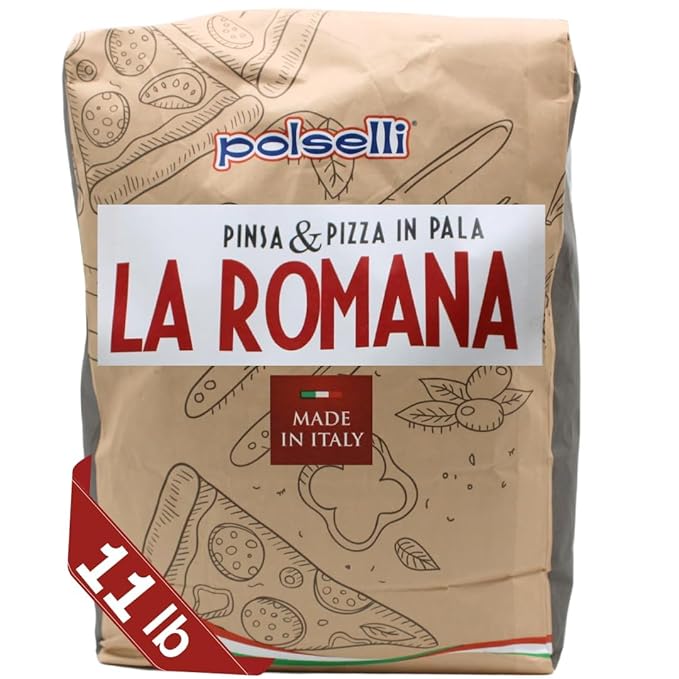 Polselli La Romana Pinsa &amp Pizza in Pala Flour 11 lb – Type 0 High-Protein Wheat &amp Rice Flour Blend – Ideal for Roman-Style Pizza and Flatbread Light &amp Airy Crust Crunchy Texture Perfec