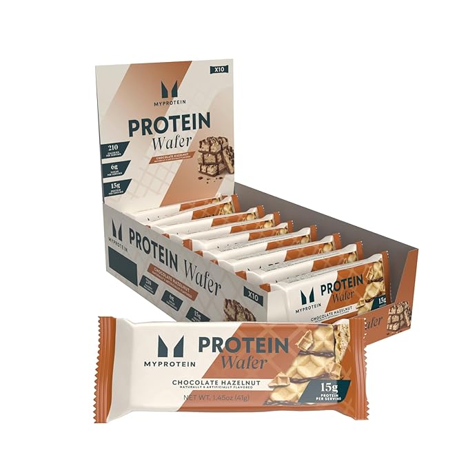 Myprotein Protein Bars Crispy Protein Wafers 15g High Protein Snacks Box of 10 Chocolate Hazelnut Wafers Packs Milk &amp Whey Protein Isolate Light &amp Crunchy