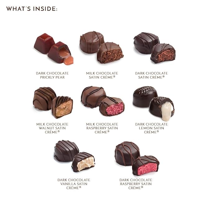 Ethel M Chocolates Symphony of Flavor: Milk and Dark Satin Crème Collection 12 Piece Ultra-premium Assortment Candy Gift Box - Smooth Cream Centers