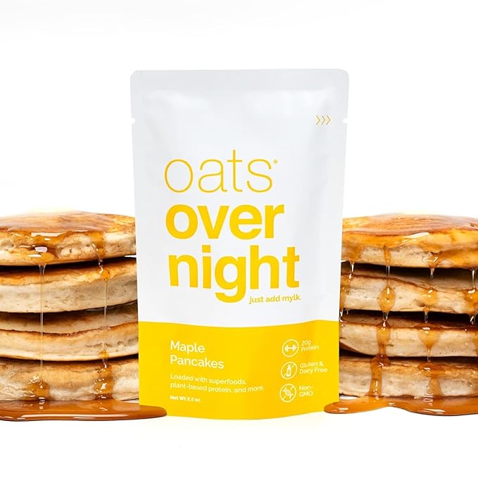 Oats Overnight Maple Pancakes 8 Pack &amp Chocolate Chip Cookie Dough 8 Pack - Vegan 20g Protein High Fiber Breakfast Shake - Gluten Free Non GMO Oatmeal