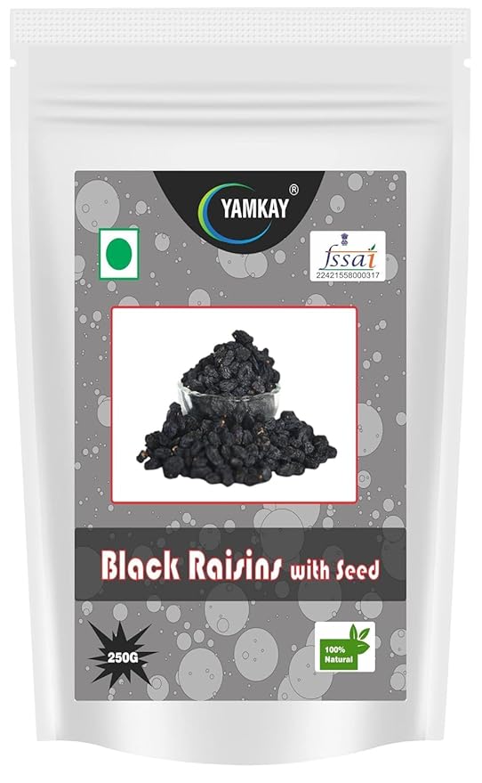 Yamkay Black Raisins with Seed Kali Kishmish with Seeds Kishmish Dry Fruits Delicious &amp Healthy Snacks | Currants | Munakka | Black Corinth or Zante currants | Sun Dried Grapes | Organic Dried Fru