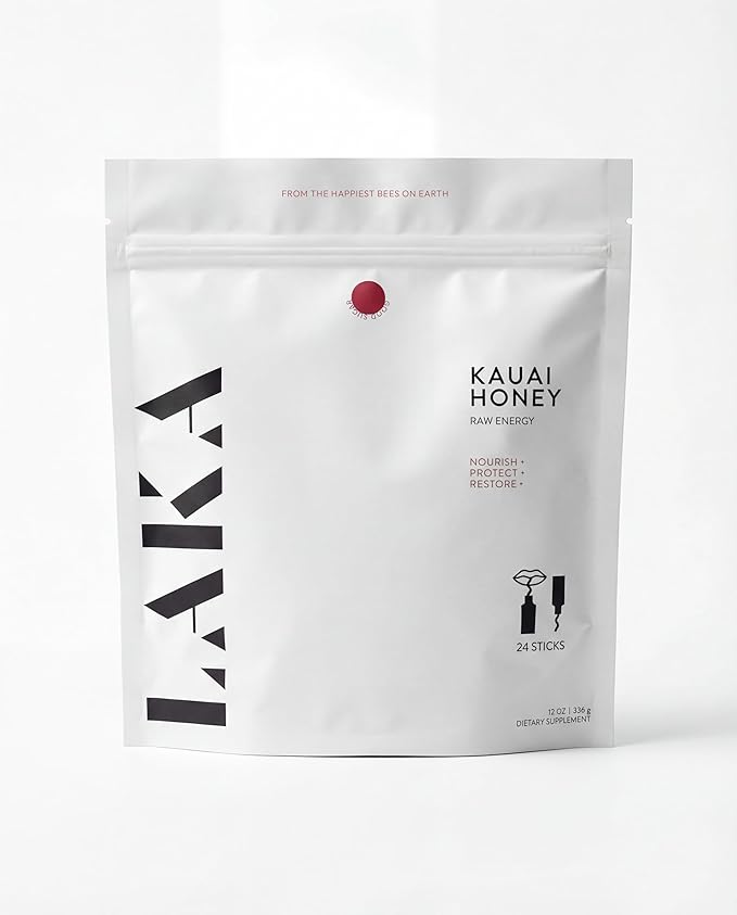 LAKA 100% Raw Hawaiian Honey Natural Energy Sleep &amp Recovery Support Enzyme Mineral &amp Amino Acid Rich Glyphosate-Free Unfiltered &amp Pure 24 Pack (180g Total)