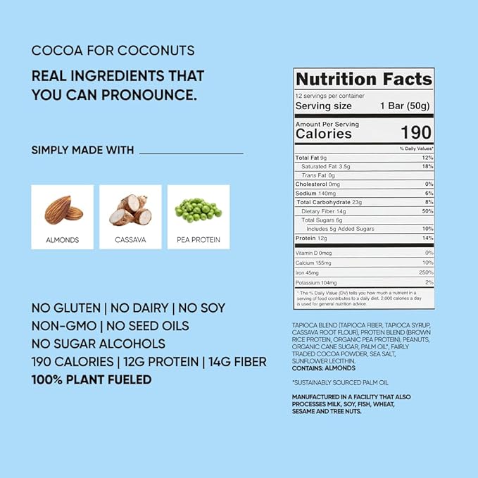 TRUBAR Vegan Protein Bars Feelin' Fruity Variety Pack PB &amp Jelly Strawberry Shortcake &amp Chocolate Coconut Gluten Free Plant Based High Fiber Dairy Free On the Go Healthy Snacks 12 Cou