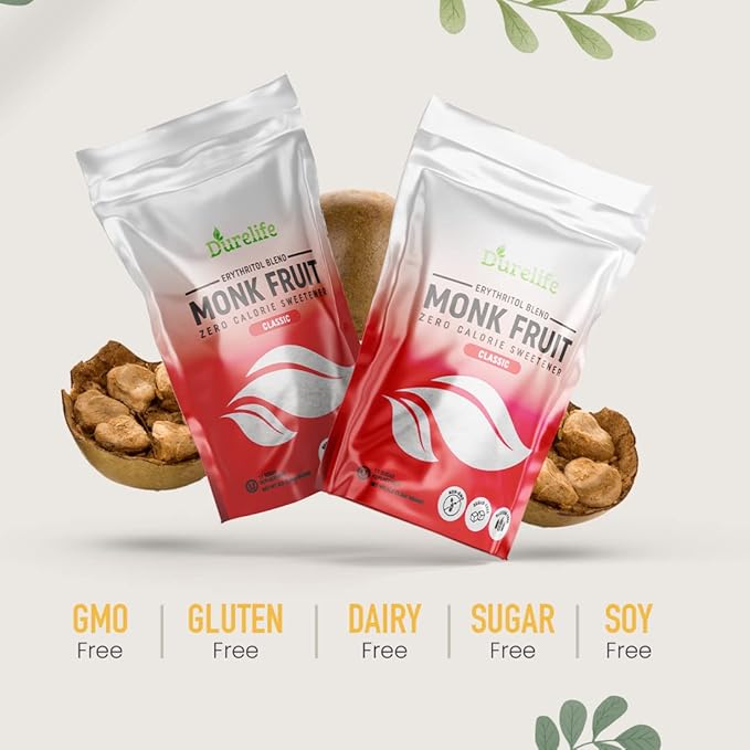 Durelife Monk Fruit Sweetener Classic - Sugar Substitute Keto Diet Friendly 1:1 Zero Calorie White Sugar Substitute Classic White - 10 lb Bulk