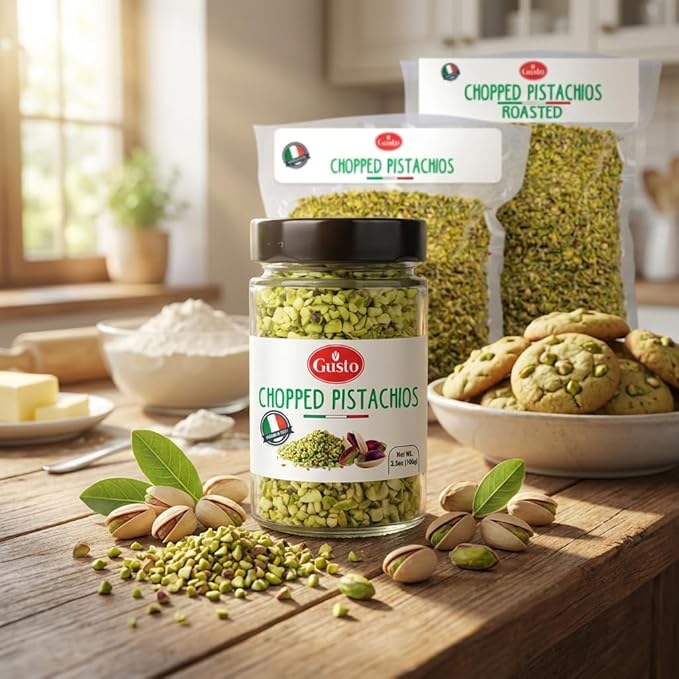 GUSTO ETNA Pistachios Chopped 35.3 oz (1kg) Sicilian Raw Pistachio Crumbles Cryo Sealed Ice Cream Topping Nuts Product of Italy Bronte Sicily Italy