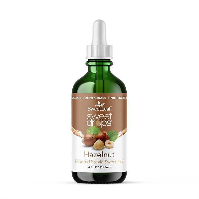SweetLeaf Sweet Drops - Flavored Stevia Liquid Sweetener Organic Stevia Extract Zero Calorie Keto Friendly Non GMO Natural Flavor Sugar Alternative - Hazelnut 4 Fl Oz (Pack of 1)