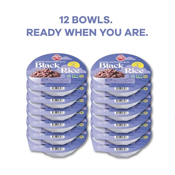 OTOKI Korean Sprouted Black Rice Antioxidant-Rich Purple Rice Bowls Gluten-Free &amp Vegan Ready in 2 Minutes 7.41 oz (Pack of 12)