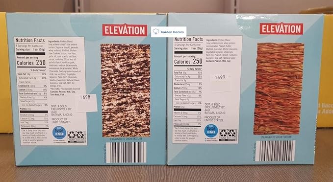 Elevation Functional Protein Bar Cookies Cream and Caramel Chocolate Nut (Two Boxes)