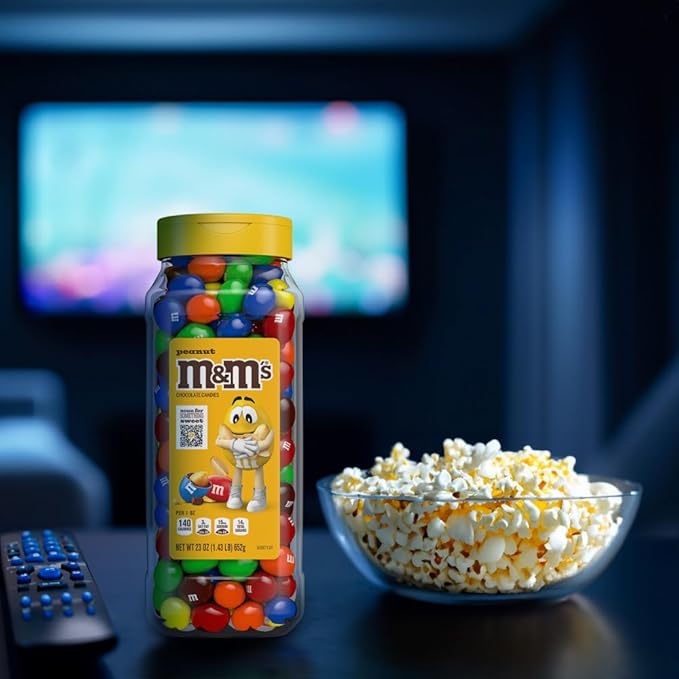 M&ampM’s Milk Chocolate and M&ampM’S Peanut Bulk Candy Jars Assorted Chocolate Candies Party Size Bulk Candy Movie Night Snacks Resealable and Recyclable 48.5 Oz Total (Pack of 2)