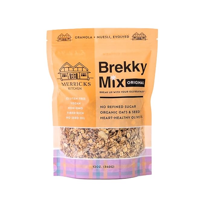 Brekky Mix Granola | Low Sugar Breakfast Granola | No Refined Sugar No Seed Oils No Artificial Ingredients | All Natural Healthy Granola Cereal | 12oz (Choose Your Flavor) (1 Original)