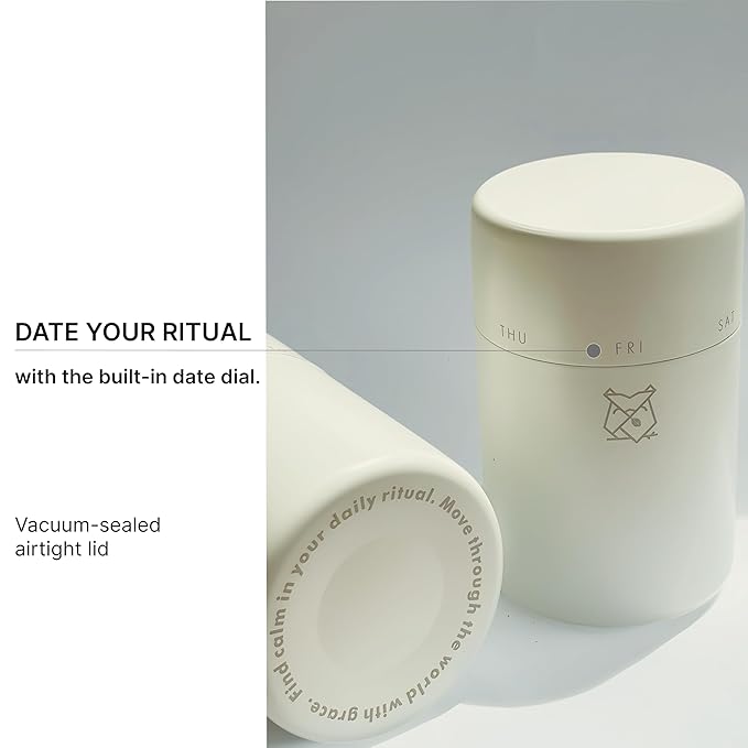 FKRŌ Ami Matcha Canister – Airtight Double-Seal Stainless Steel Tea &amp Coffee Storage Tin for Matcha Powder Loose Tea &amp Spices