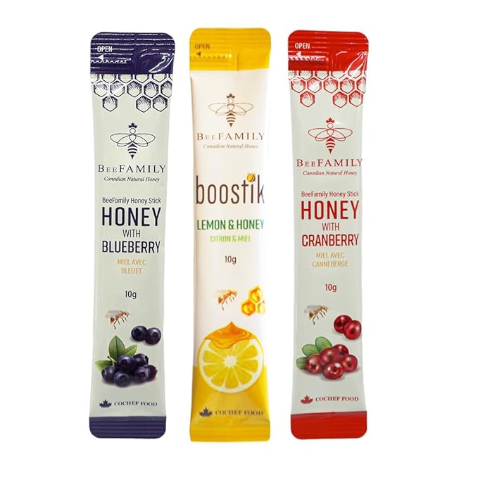 BeeFamily - Variety Honey Stick Set 300g - Blueberry Cranberry Lemon