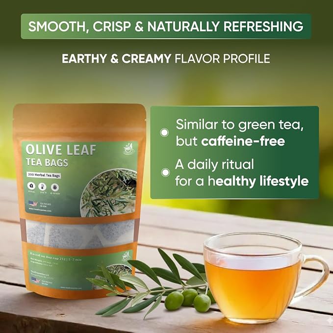 TeaDreamTea Olive Leaf Tea Bags - 400 Count Natural Caffeine-Free | Herbal Tea for Blood Pressure | Antioxidant &amp Immune Support