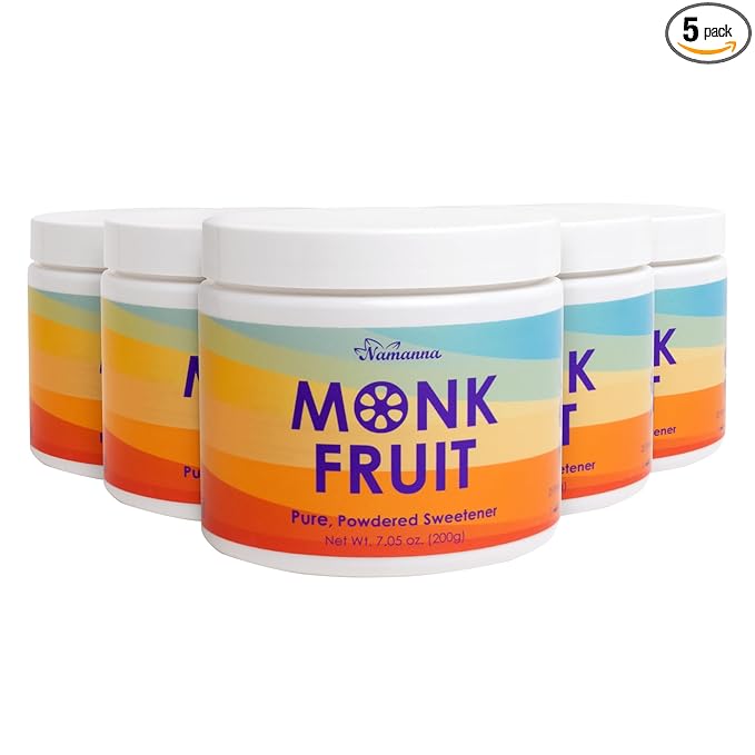 NAMANNA Pure Monk Fruit Sweetener - Zero Calorie Zero Carb Paleo and keto Safe - (7% Mogroside V 200g 1110 Servings) - 5 Pack