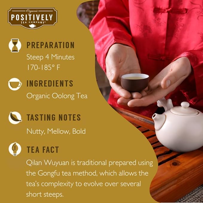 Organic Positively Tea Company Qilan Wuyuan Oolong Tea Loose Leaf 16 Ounce