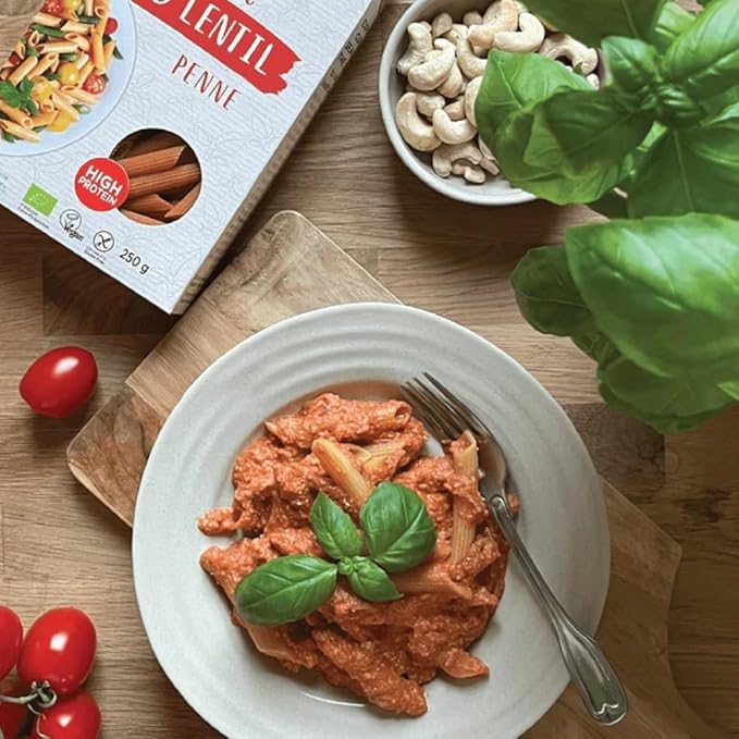 Explore Cuisine Organic Red Lentil Penne Pasta Non GMO 8 Ounces (Pack Of 6)