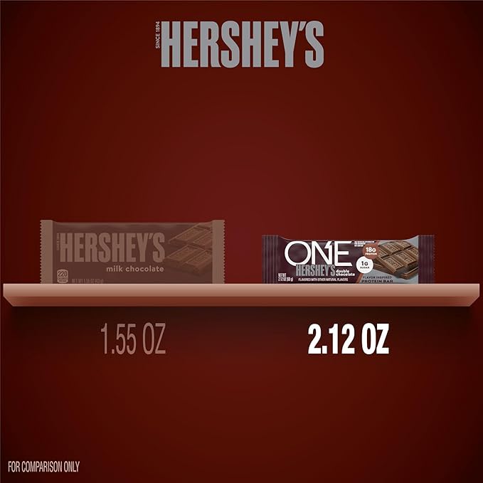 ONE Protein Bars NEW Hershey's Double Chocolate Gluten Free with 18g Protein and 3g Sugar Pantry Staples 2.12 oz (12 Pack)