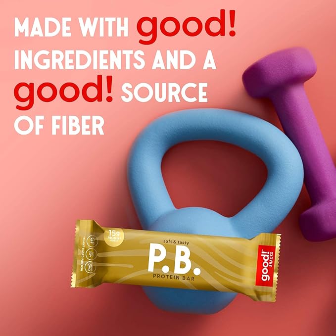 good! Snacks Vegan Peanut Butter Protein Bar | Gluten-Free Plant Based Low Sugar Kosher Soy Free Non GMO | 15g Protein (12 Bars)