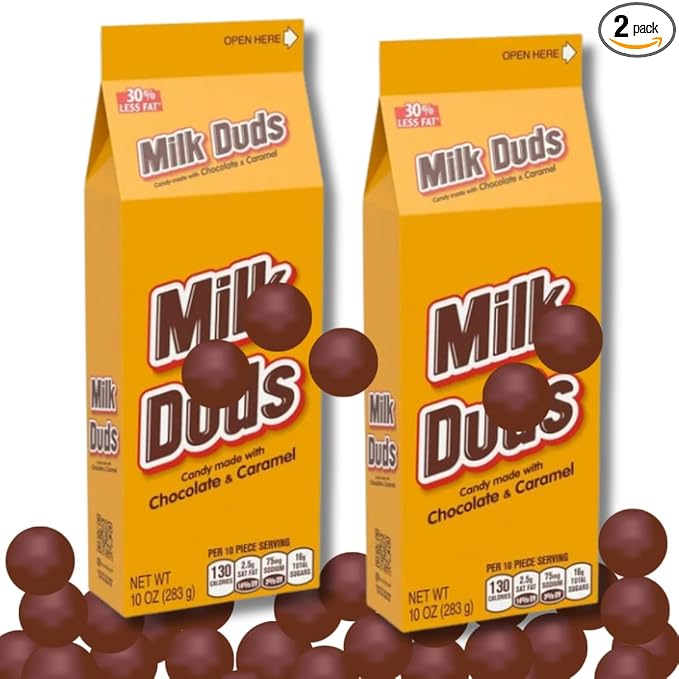 Caramel Milk Chocolate Candies –(Pack of 2) 10 oz Box – Chewy Caramel Center Coated in Smooth Milkduds Chocolate – Great for Family Movie Night Parties &amp Stocking Up Holidays