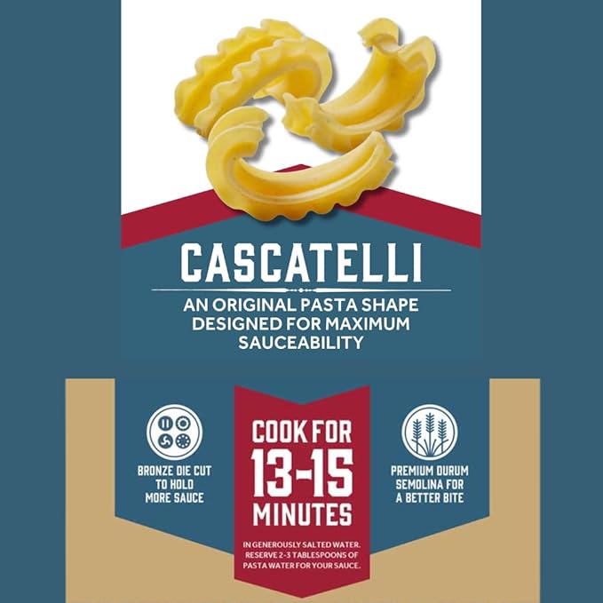 Sfoglini × Sporkful Cascatelli Pasta – Waterfall-Inspired Sauce-Maximizing James Beard-Awarded Original (4-Pack 16oz Each)