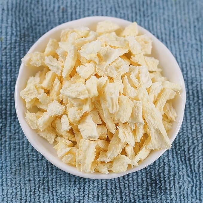 Premium Freeze Dried Pineapple Chunks120g/4.23oz Natural No Sugar Added Crunchy SnackVeganGluten-FreeMade from Real Fruit Perfect for Yogurt Cereal &amp Healthy Snacking(3-5mm)