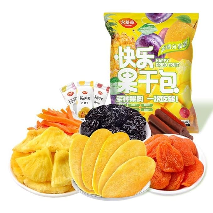 【 6-flavor Mixed Dried Fruit 520g】Dried MangoRaisinsPrunesPineapplesPreserved FruitsNatural Healthy FoodSnack FoodDelicious Chinese Snack Gift (1040G)