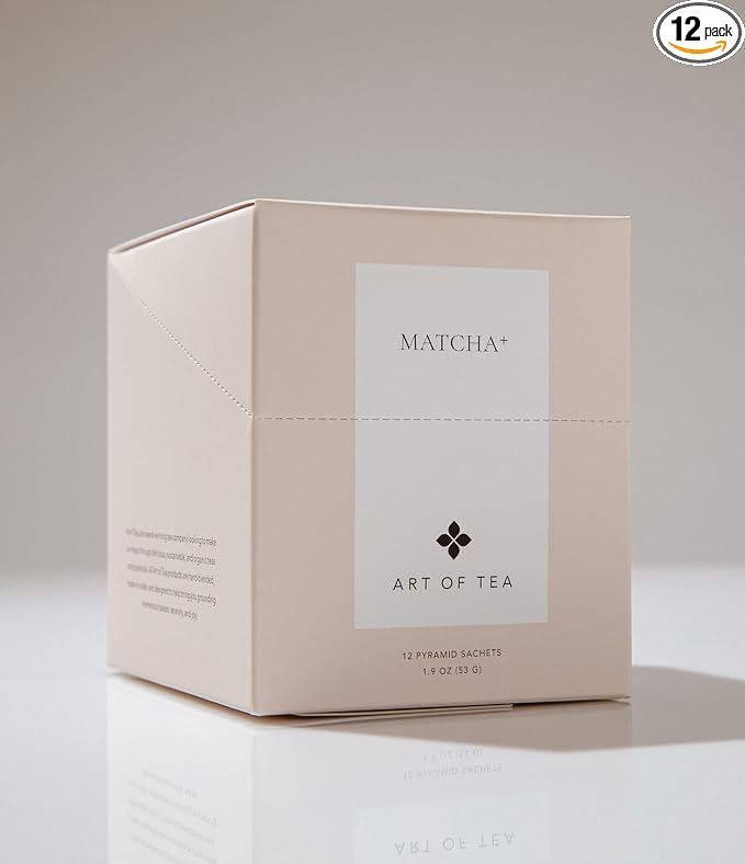 Art of Tea | Organic Matcha+ | Matcha Green Tea | 12 Count Pyramid Tea Bags Sachets