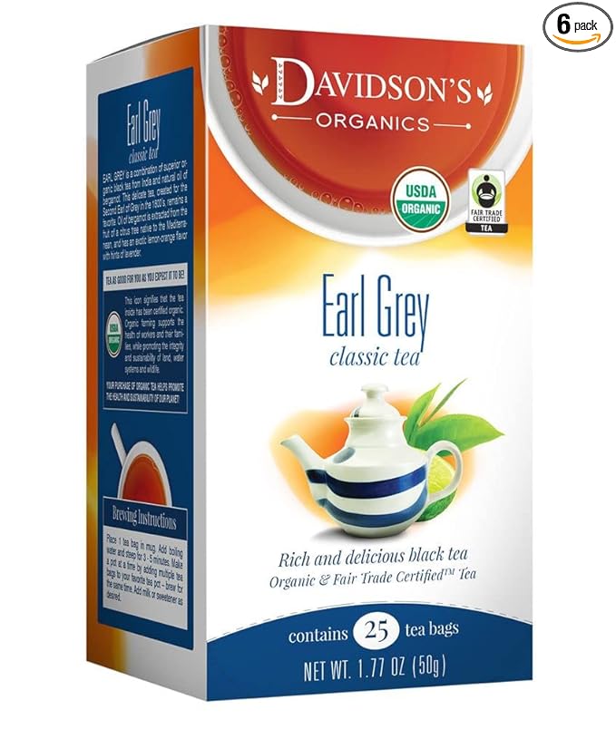 Davidson's Organics Earl Grey 25-count Tea Bags Pack of 6