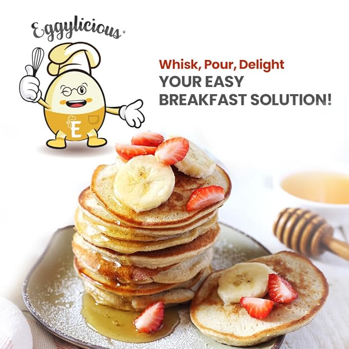 Eggylicious Pancake/Waffle Mix | Classic Breakfast Recipe | Loved by Kids &amp Adults | Just Add Water | Made with Premium Ingredients | No Preservatives or Colorants | Easy Store Jar 1.57 lbs