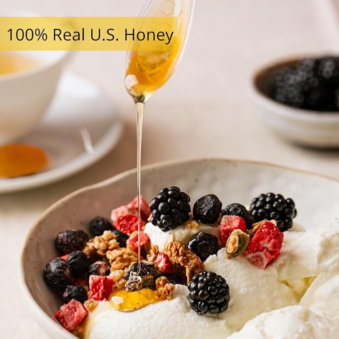 Some Honey Raw &amp Unfiltered Honey Spoon Stirrers – 100% Pure U.S. Honey USDA Grade A Kosher All-Natural – Individually Wrapped Single-Serve Spoons for Tea Coffee &amp Travel – 50 Pack