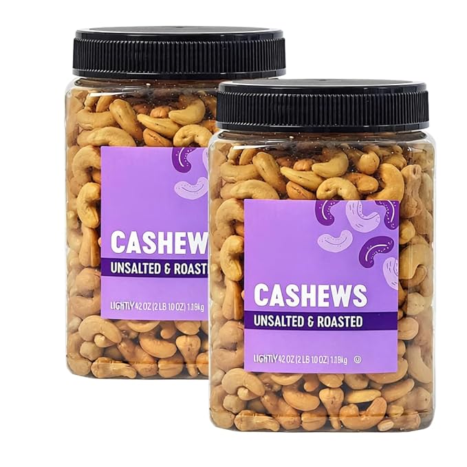 Farms Whole Fancy Roasted Unsalted Cashews 42 Oz Premium Grade No Salt Added (2 Pack)