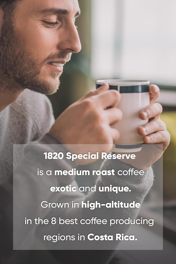 Café 1820 Special Reserve Premium Costa Rican Ground Coffee 100% Arabica Medium/Dark Roast High Altitude Blend with Aroma &amp Fruity Notes 12 oz (2 Pack)