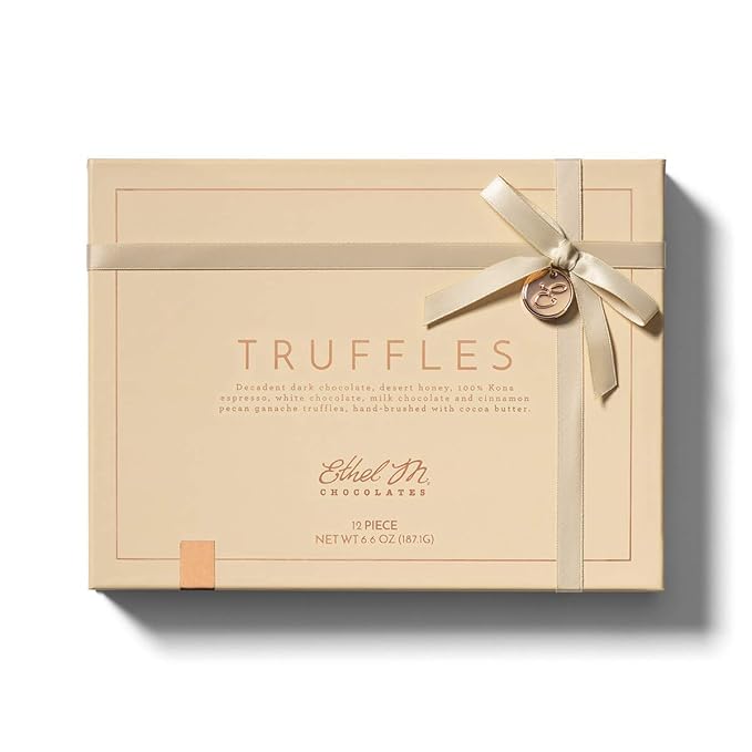 Ethel M Chocolates Premium Truffles Collection Chocolate Gift Box Milk Dark &amp White Chocolate Candy Assortment 12 Pieces of Creamy Smooth and Rich Chocolate Gems