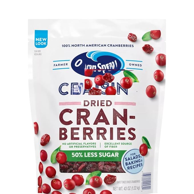 Dried Cranberries 50% Less Sugar 43 oz (1 Pack)