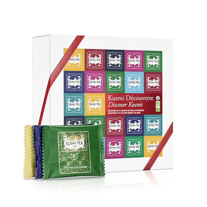 Kusmi Tea - Sampler Assortment Variety Box - Gift Idea for Men and Women - Organic Tea - Green Tea Black Tea Herbal Tea White Tea - A Selection of 9 Flavores - 45 Tea Bags - Kusmi Discovery Set
