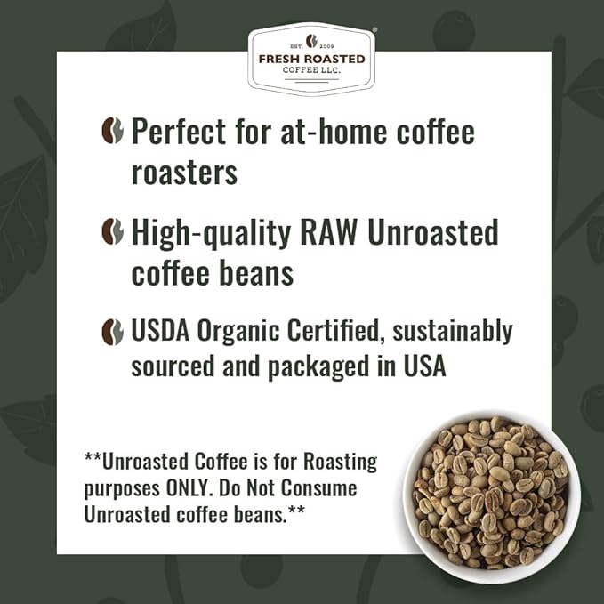 Fresh Roasted Coffee Unroasted Organic Explorer Home Roasting Starter Kit | USDA Organic Kosher | 4 one-pound bags