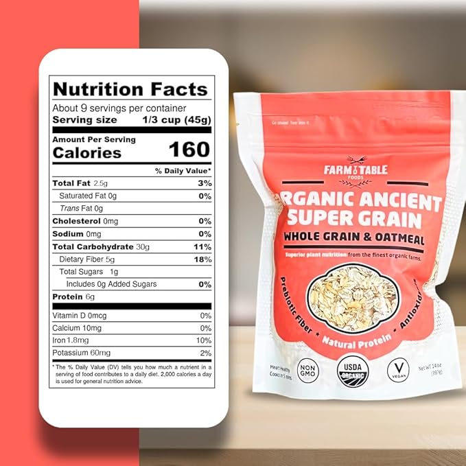 Farm to Table Foods Organic Oatmeal Variety Pack – High-Protein Plant-Based Unsweetened Non-GMO – 3-Pack (Apple Raisin Whole Grain Ultimate Organic)