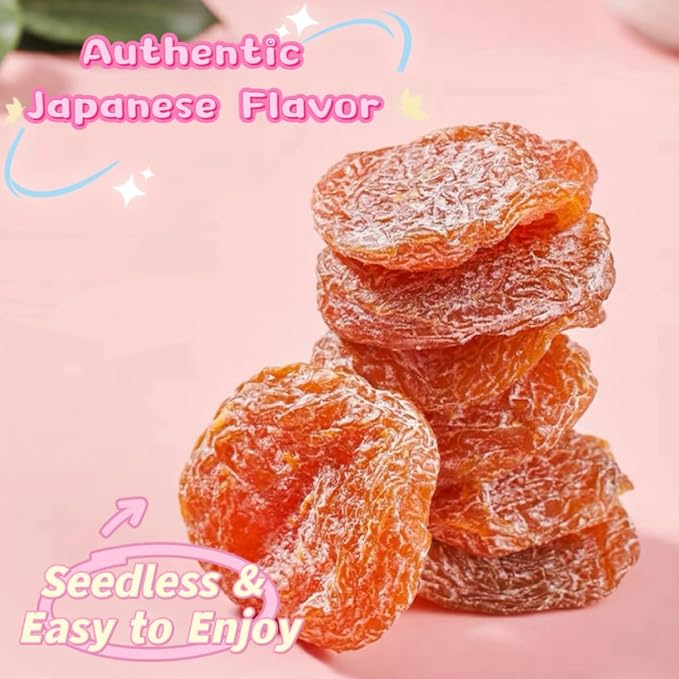 Japanese-Style Seedless Dried Plums Variety 2 Packs – Original Sweet &amp Sour + Salty Flavor 200g/7oz Each Individually Wrapped Chewy Plum Snack for Travel Office &amp Daily Enjoyment