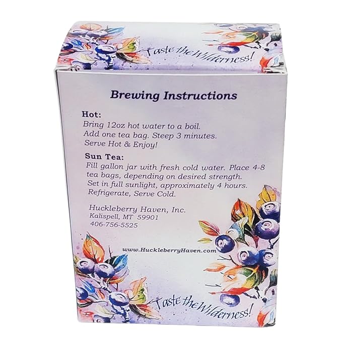 Wild Huckleberry Tea Bags From Montana (3 Pack - 60 Tea Bags). Black Ceylon Tea with Huckleberry Natural Flavors.