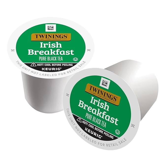 Twinings Irish Breakfast Tea K-Cup Pods for Keurig Caffeinated Black Tea Robust Strong Bold Flavour 24 Count (Pack of 2) Enjoy Hot or Iced