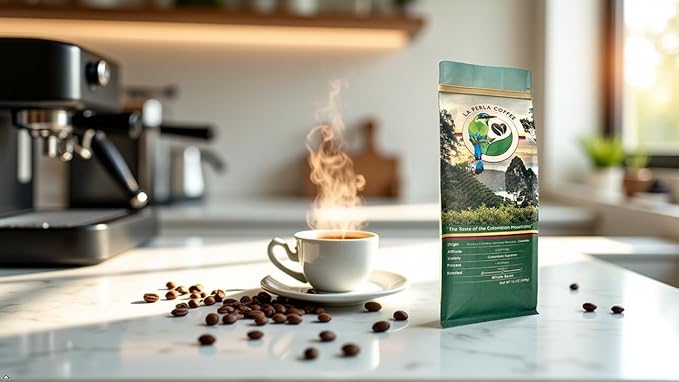 La Perla Colombian Single Origin Specialty Coffee Medium Roast Premium Whole Bean 16oz – Caramel &amp Chocolate Notes – Fresh Gourmet Arabica