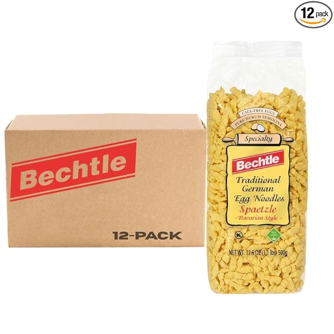 Bechtle Spaetzle Bavarian Style Egg Noodles - Traditional German Pasta Authentic Imported from Germany Cage-Free Eggs &amp Durum Wheat Semolina Non-GMO Kosher (17.6oz Pack of 12)
