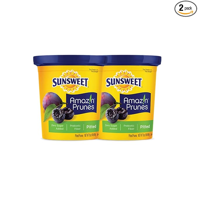 Amazin' Prunes - Pitted Prunes - Dried Prunes Pitted Unsweetened - Gluten Free- Fiber &amp Minerals - 2 Pack - 16 oz Jar - Packaged in a Custom Voodoux Sales box