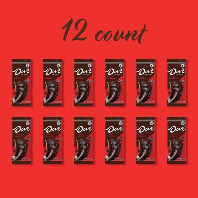 DOVE Dark Chocolate Bars 3.30-Ounce Full Size Candy Bars (Pack of 12)